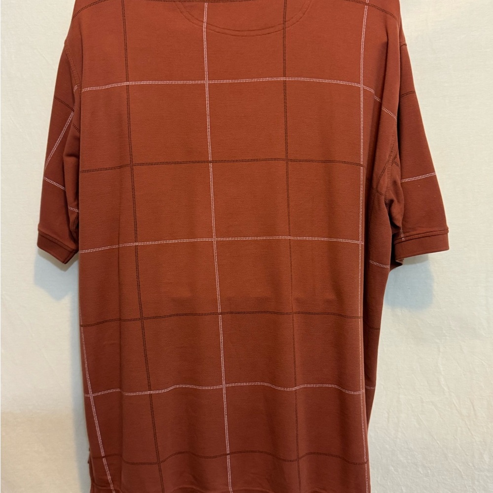 E-2 Men’s Austin Clothing Company Brown & Cream Short Sleeve Polo Shirt - Picture 9 of 15